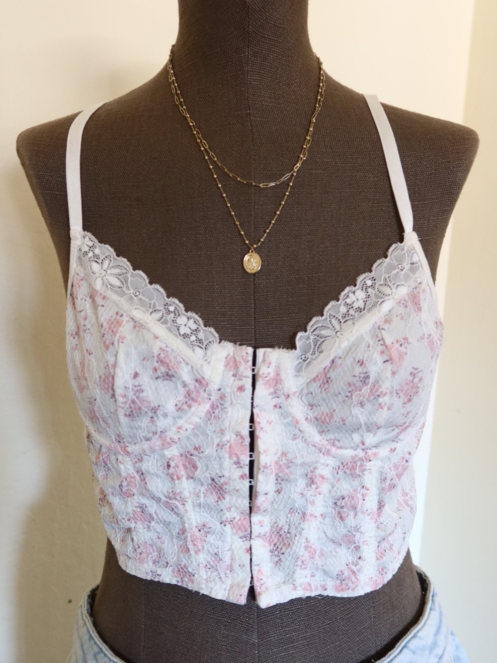 White Lace Floral Corset Camisole Tank Top